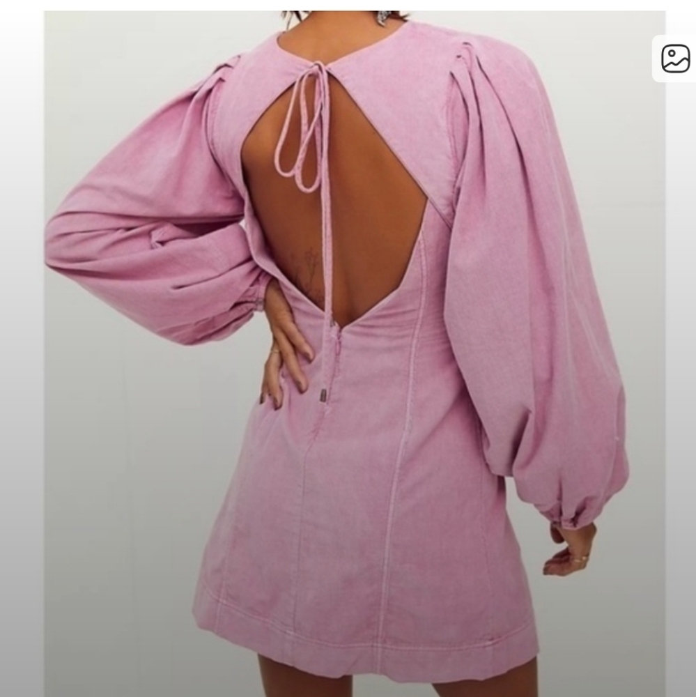 Free People Starlight Corduroy Pink Open-Back Dress
